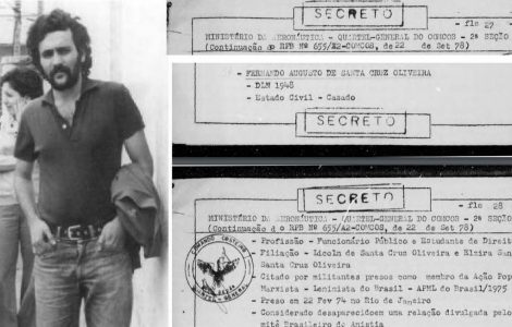 Fernando Augusto de Santa Cruz Oliveira, desaparecido em 1974, durante a ditadura militar e documento que informa data de sua prisão Foto: Arquivo e Reprodução/Arquivo Nacional